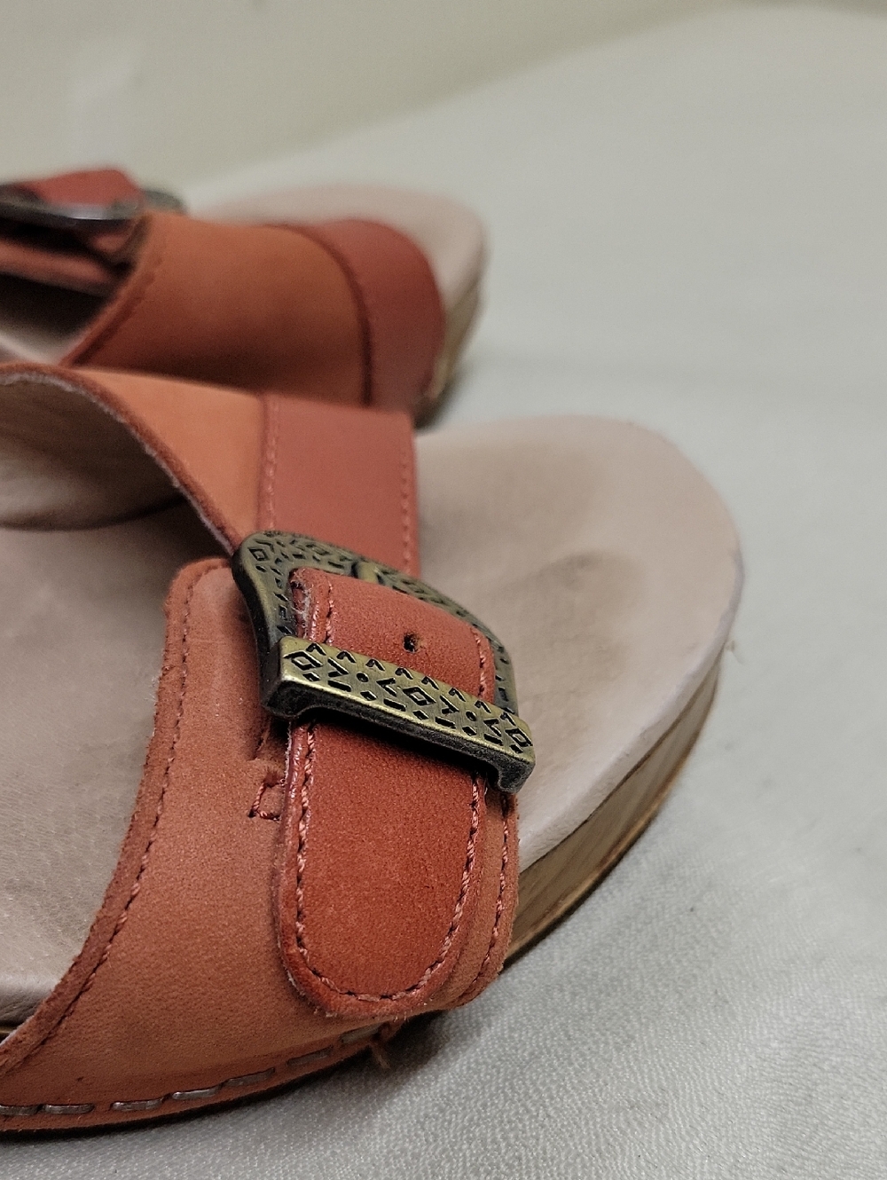 Dansko Anna Leather Orange Heeled Sandals Size 37 - Picture 3 of 12